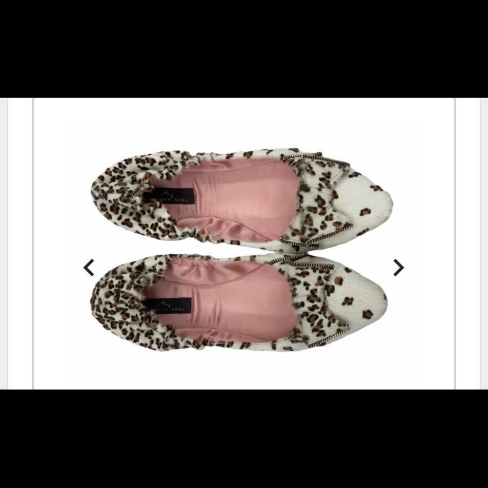 Alexandra Neel Pony Hair Zipper Bow Flats 39 sz 8